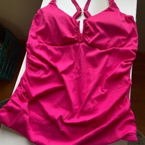 NWT Sunsets Pink Ribbed Tankini Top